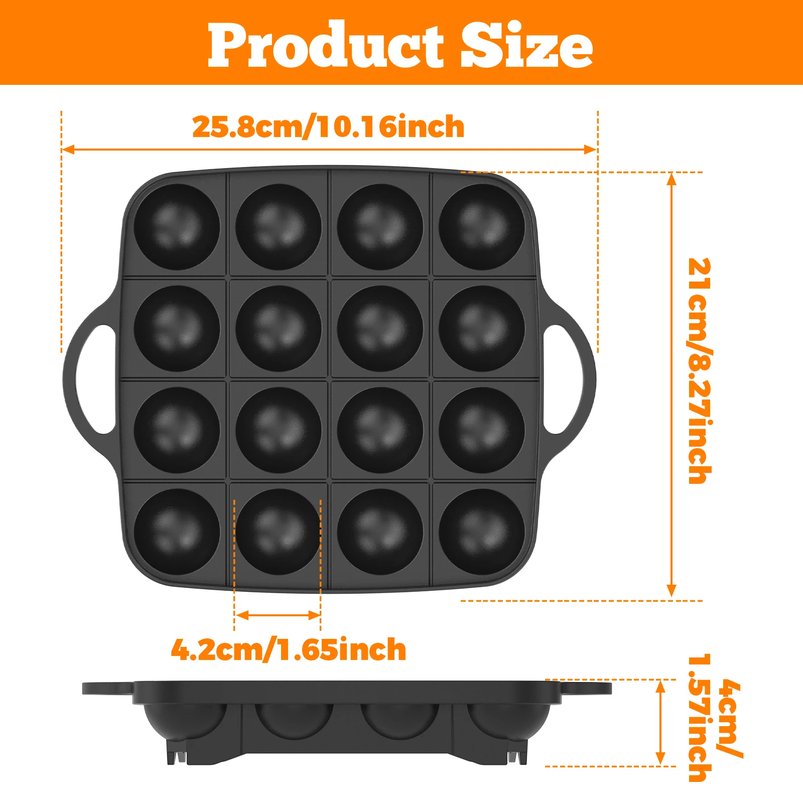 16 Holes Takoyaki Pan Cast Alu - Takoyaki Grill Plate incelemesi ve fiyatı