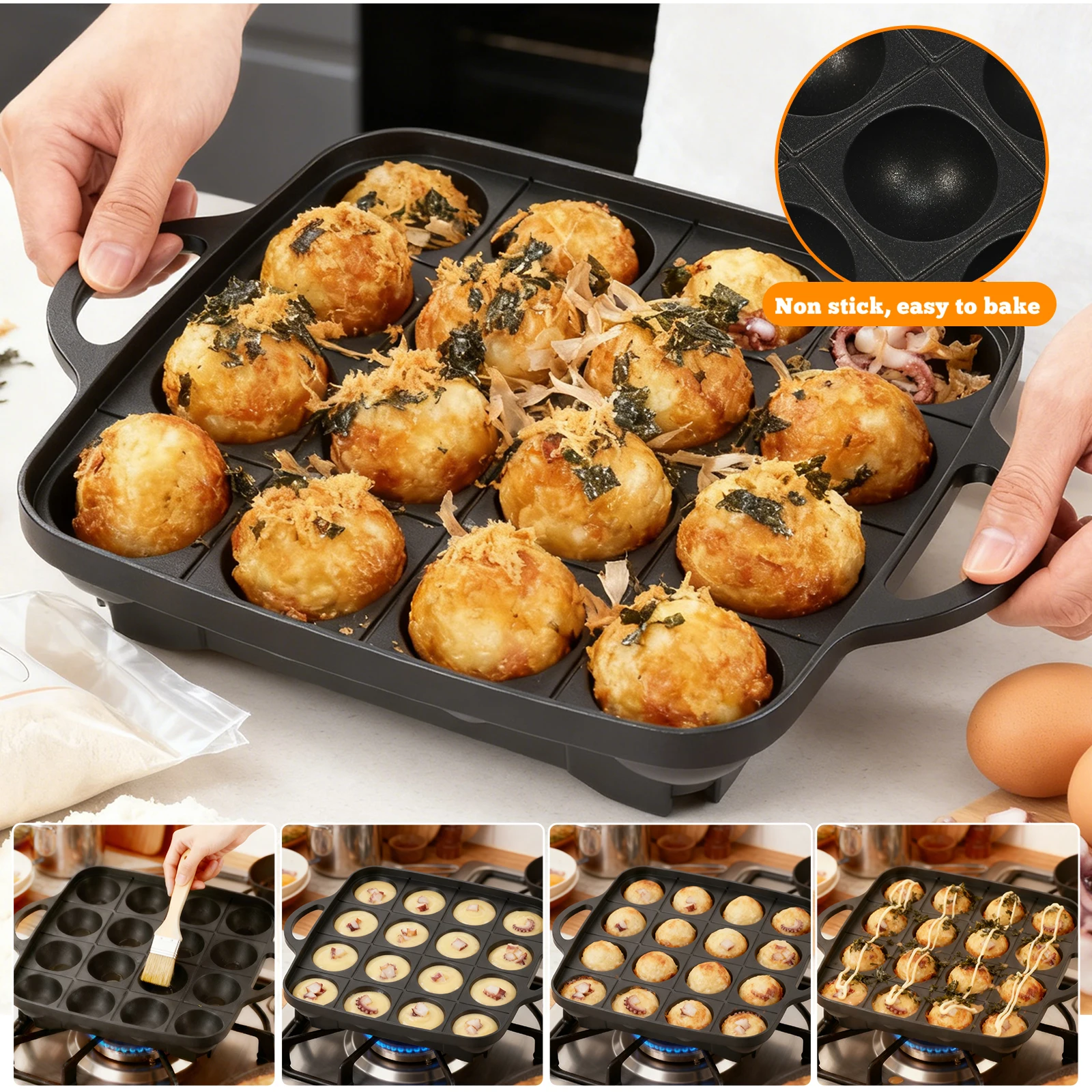 16 Holes Takoyaki Pan Cast Alu - Takoyaki Grill Plate incelemesi ve fiyatı