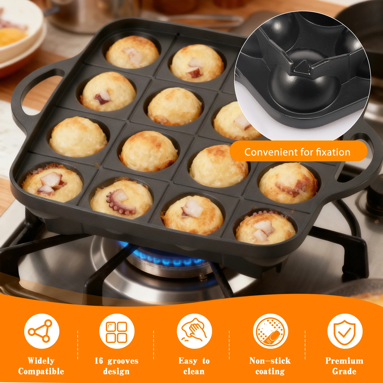 16 Holes Takoyaki Pan Cast Alu - Takoyaki Grill Plate incelemesi ve fiyatı