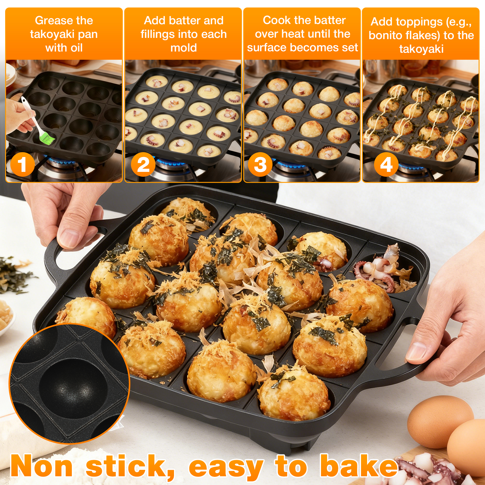Takoyaki Pan Nonstick Japanese - Takoyaki Grill Plate incelemesi ve fiyatı