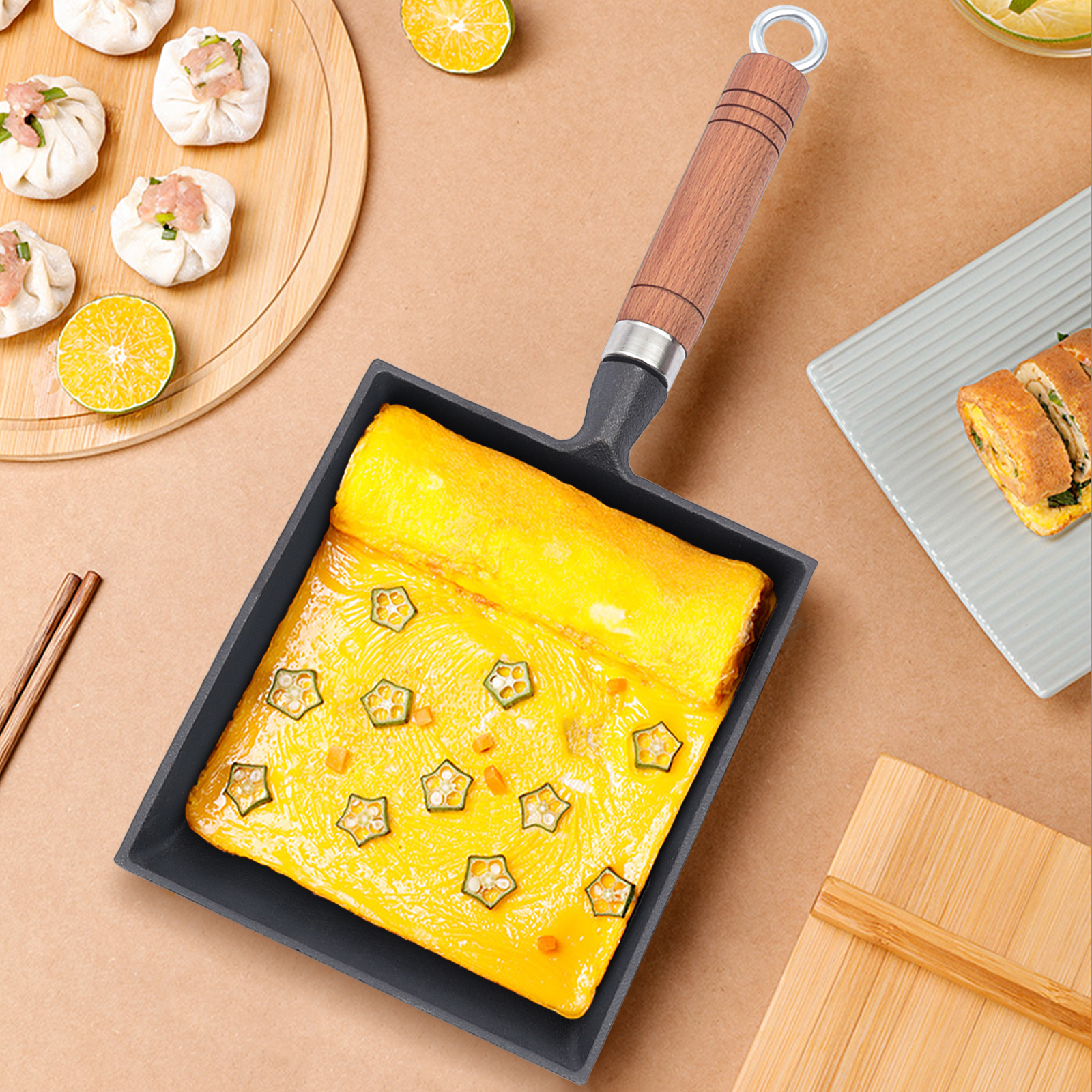 1PCS Egg Fry Pan Square Cast I - Cast Iron Corn incelemesi ve fiyatı