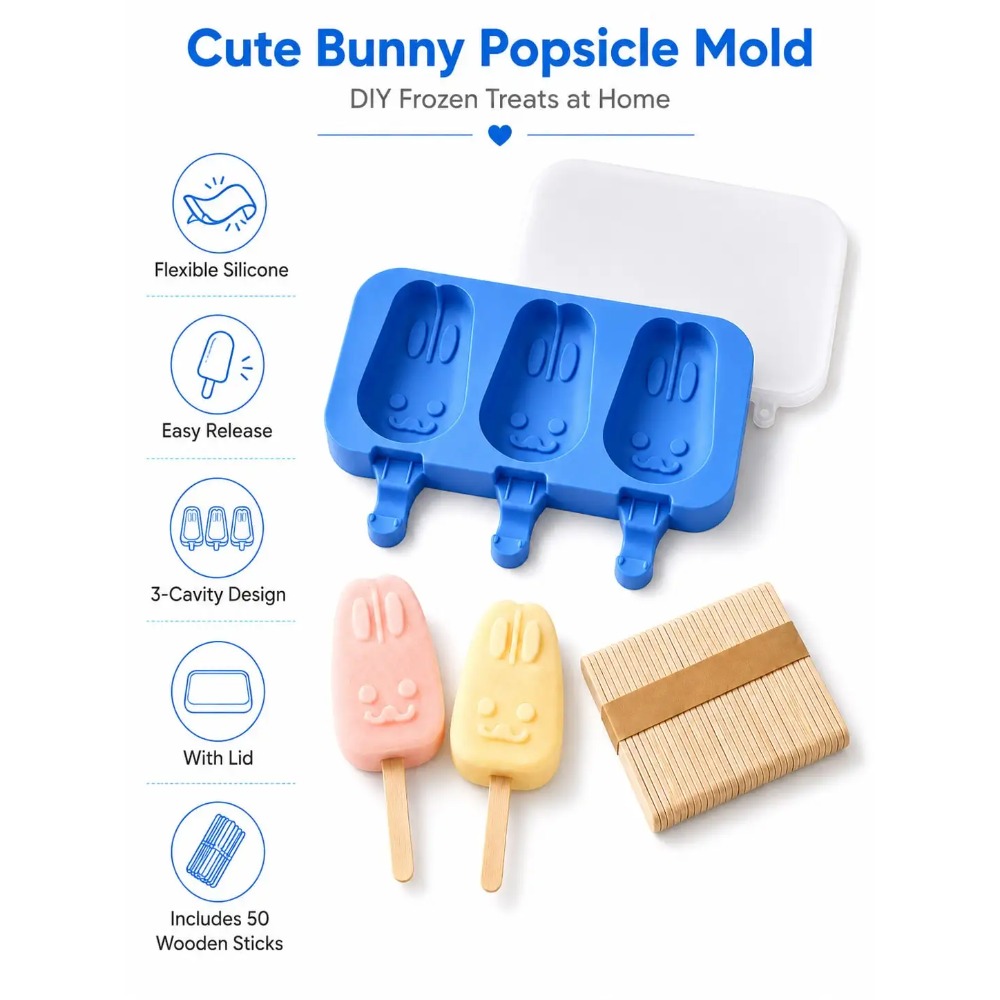 1pc 3-Cavity Silicone Popsicle - Bunny Cake Mold incelemesi ve fiyatı