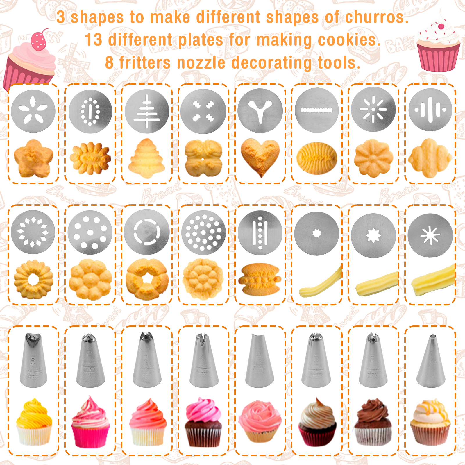Cookie Press Gun Tips Set Stai - Churros Maker Gun incelemesi ve fiyatı