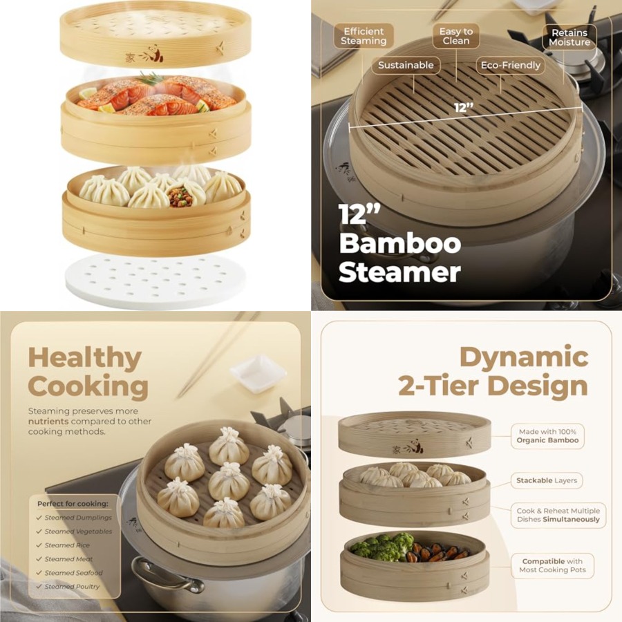 Bamboo Steamer Basket - 2-Tier - Bao Steamer Bamboo incelemesi ve fiyatı
