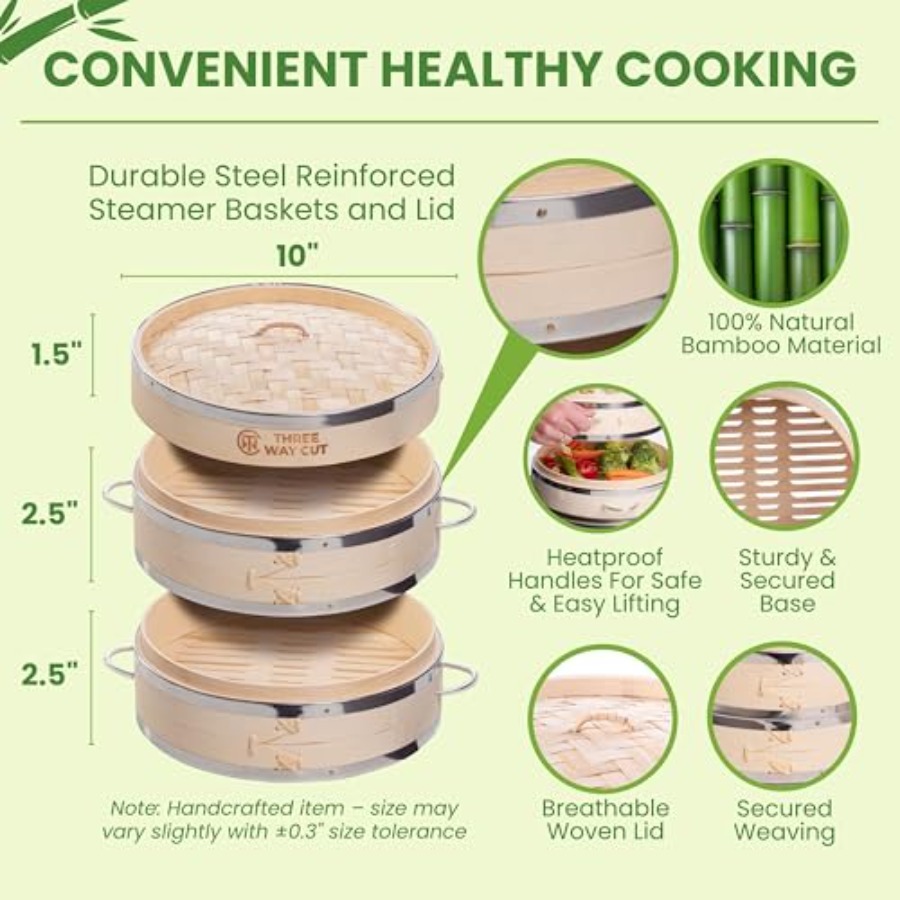 2-tier 10 Bamboo Steamer with  - Bao Steamer Bamboo incelemesi ve fiyatı
