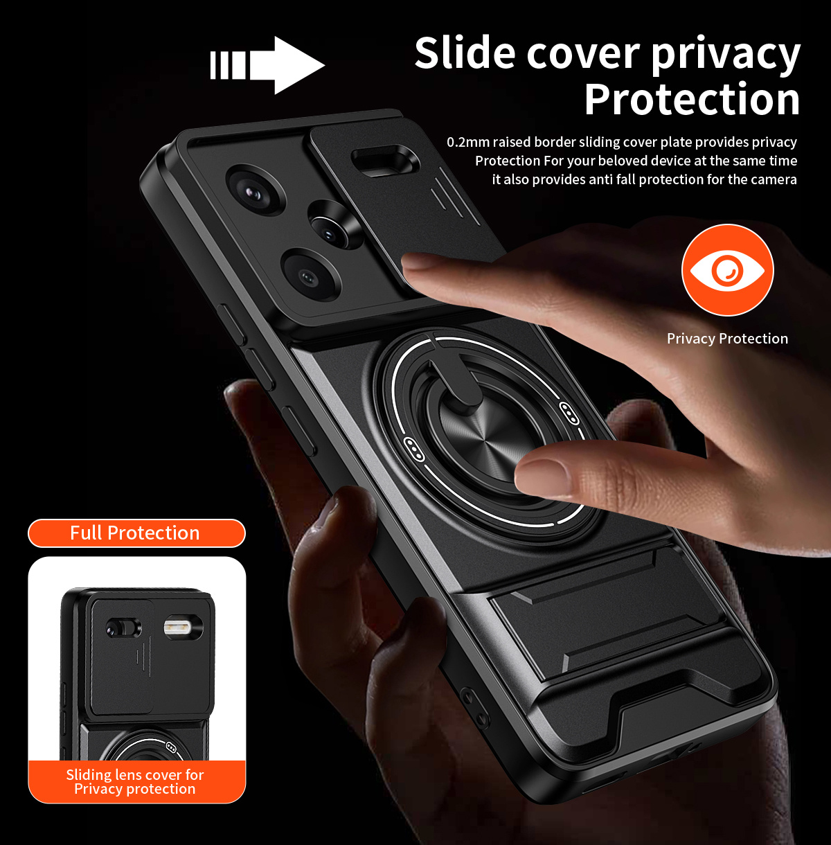 Lens Slide Camera Phone Case f - Taco Stand Holder incelemesi ve fiyatı