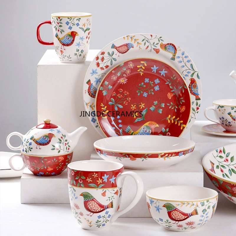 1pc European Ceramic Red Flowe - Dim Sum Basket incelemesi ve fiyatı