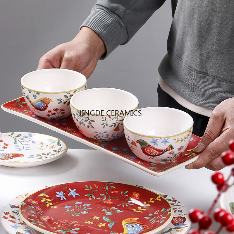 1pc European Ceramic Red Flowe - Dim Sum Basket incelemesi ve fiyatı