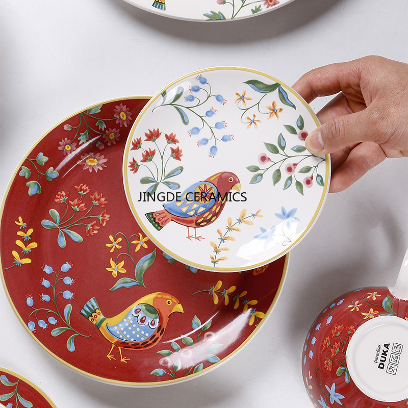 1pc European Ceramic Red Flowe - Dim Sum Basket incelemesi ve fiyatı