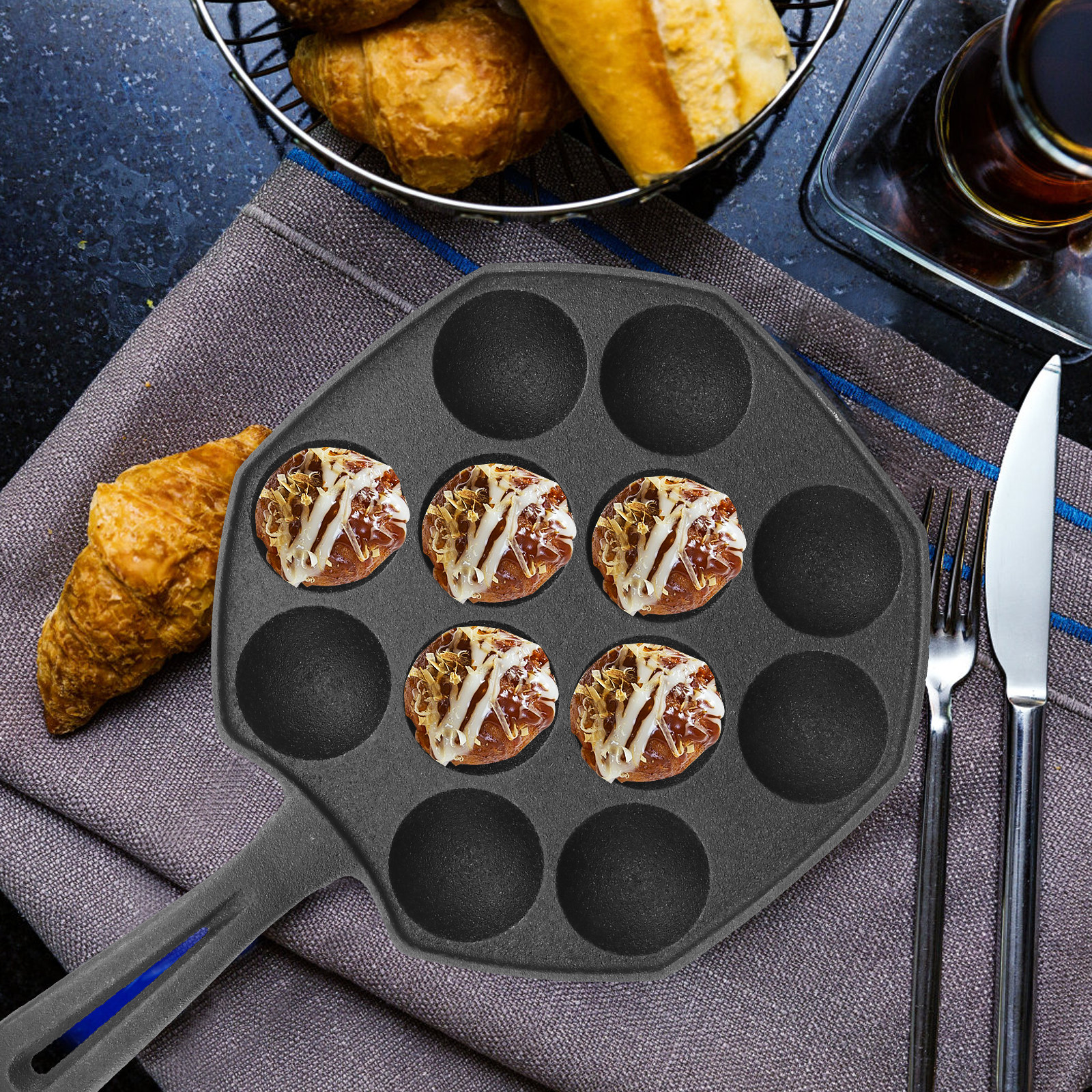 Takoyaki Pan 12 Molds Cast Iro - Takoyaki Grill Plate incelemesi ve fiyatı